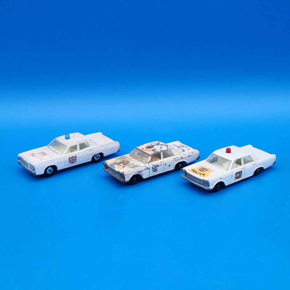 Vintage Matchbox Cars 68 Mercury & 2 Ford Galaxy - Police
